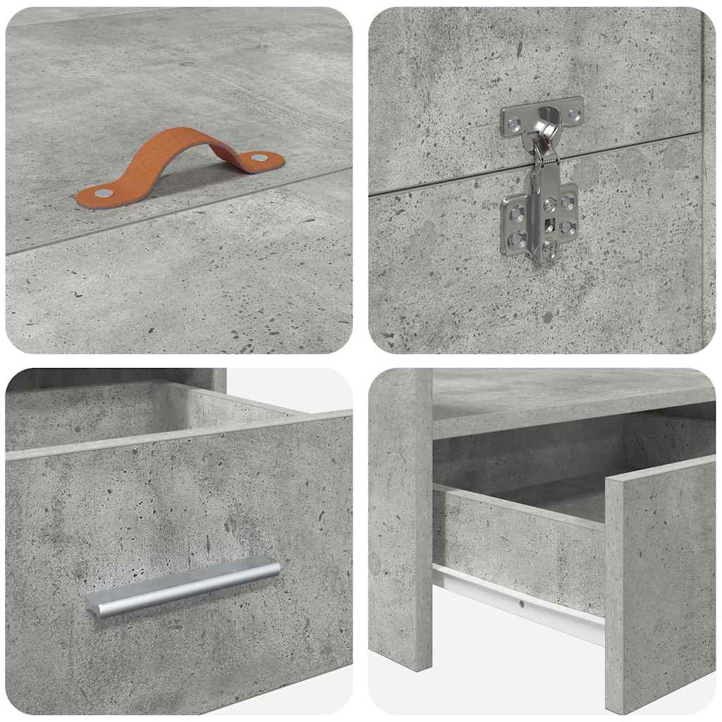 vidaXL Storage Bed Frame Concrete Grey 200 x 200 cm Engineered Wood