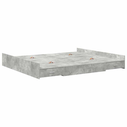 vidaXL Storage Bed Frame Concrete Grey 200 x 200 cm Engineered Wood