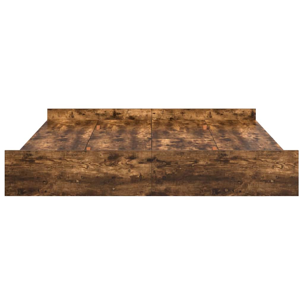 vidaXL Storage Bed Frame Smoked Oak 200 x 200 cm Engineered Wood