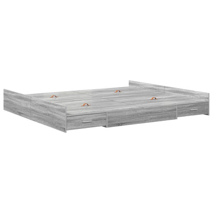 vidaXL Storage Bed Frame Grey Sonoma 200 x 200 cm Engineered Wood