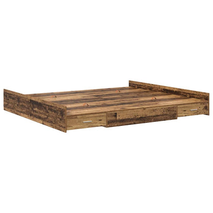 vidaXL Storage Bed Frame Old Wood 200 x 200 cm Engineered Wood