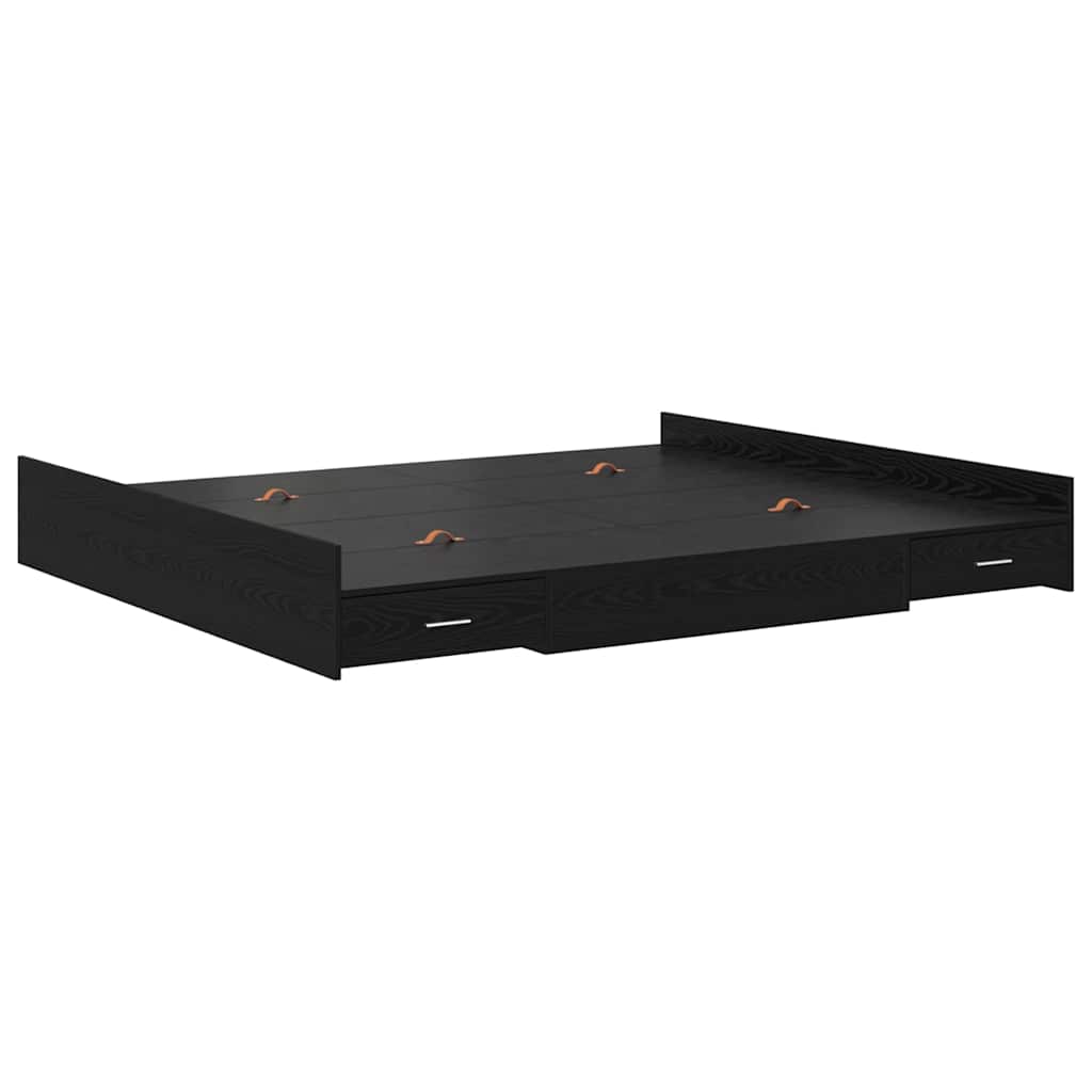 vidaXL Storage Bed Frame Black Oak 180 x 200 cm Engineered Wood