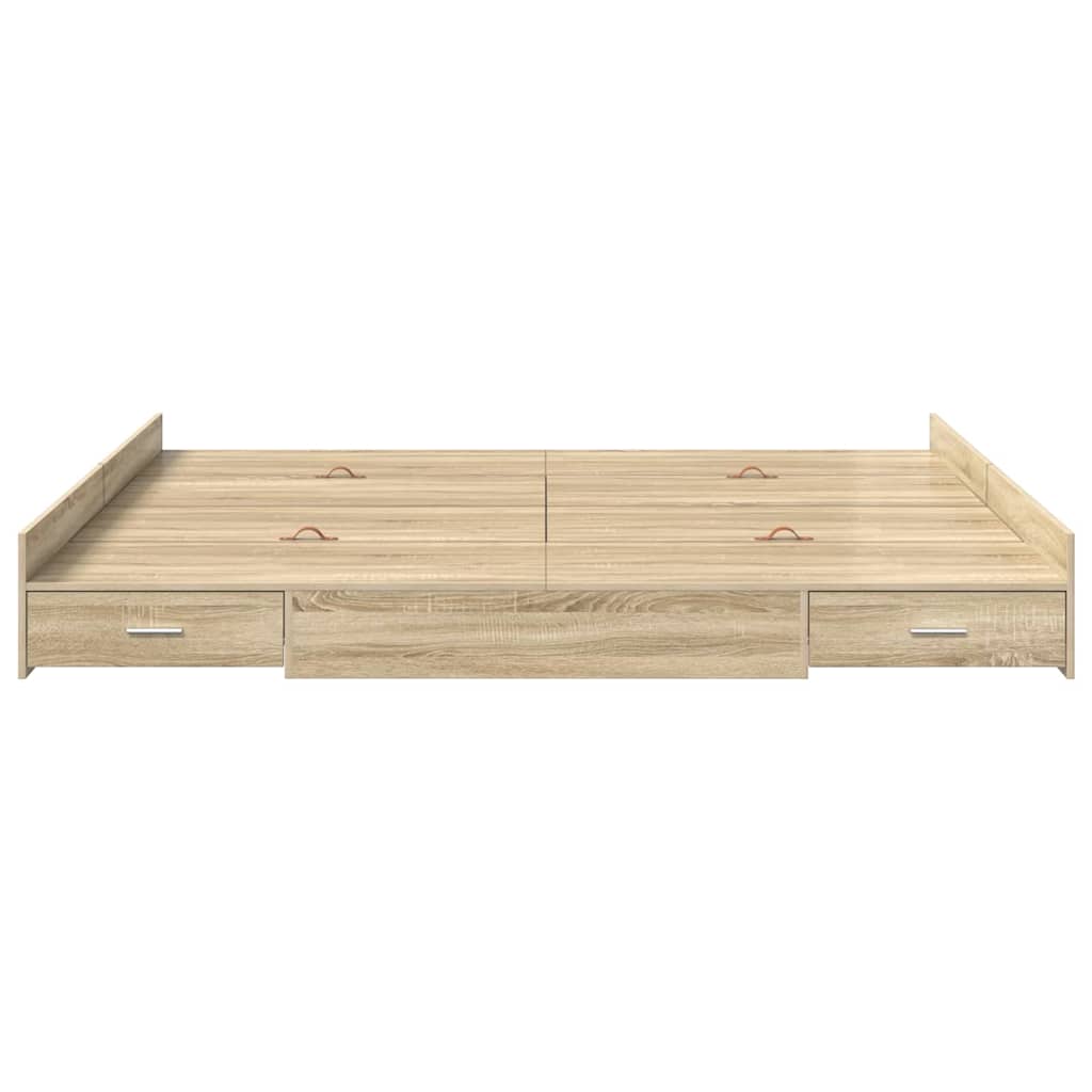 vidaXL Storage Bed Frame Sonoma Oak 180 x 200 cm Engineered Wood
