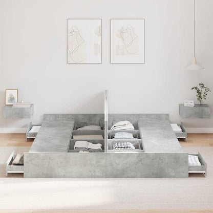 vidaXL Storage Bed Frame Concrete Grey 180 x 200 cm Engineered Wood