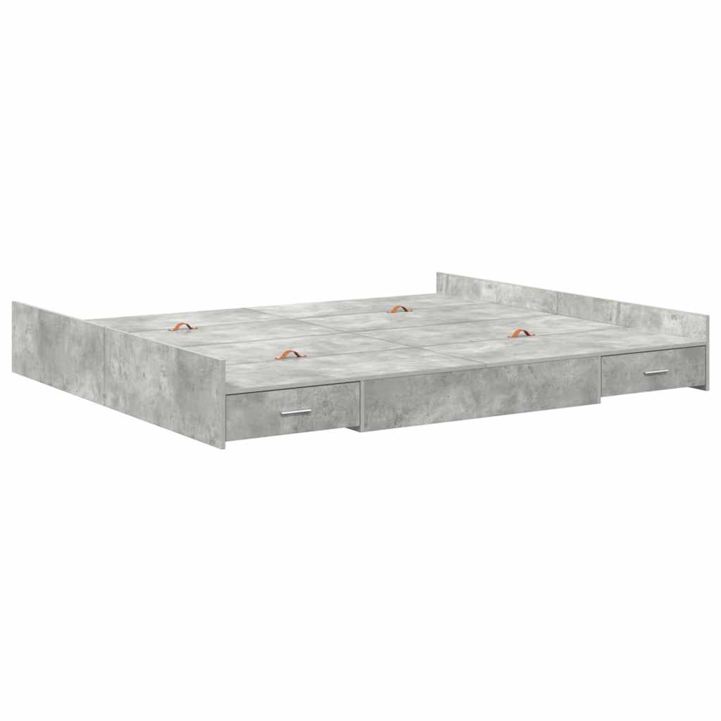 vidaXL Storage Bed Frame Concrete Grey 180 x 200 cm Engineered Wood