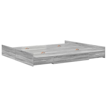 vidaXL Storage Bed Frame Grey Sonoma 180 x 200 cm Engineered Wood