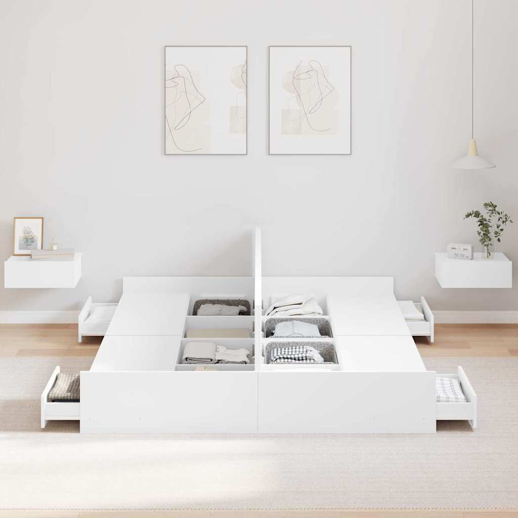 vidaXL Storage Bed Frame White 160 x 200 cm Engineered Wood