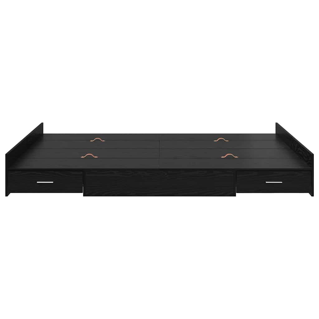 vidaXL Storage Bed Frame Black Oak 160 x 200 cm Engineered Wood