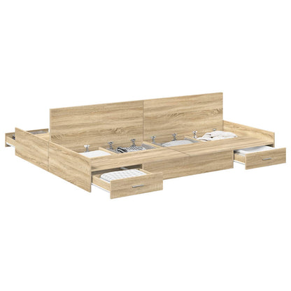 vidaXL Storage Bed Frame Sonoma Oak 160 x 200 cm Engineered Wood