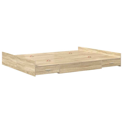 vidaXL Storage Bed Frame Sonoma Oak 160 x 200 cm Engineered Wood