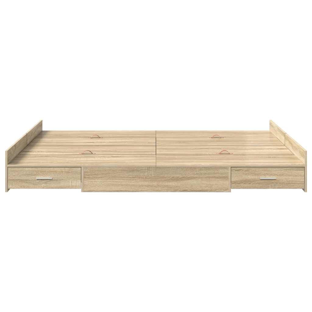 vidaXL Storage Bed Frame Sonoma Oak 160 x 200 cm Engineered Wood