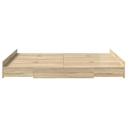 vidaXL Storage Bed Frame Sonoma Oak 160 x 200 cm Engineered Wood