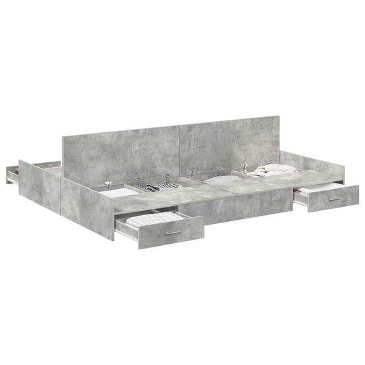 vidaXL Storage Bed Frame Concrete Grey 160 x 200 cm Engineered Wood