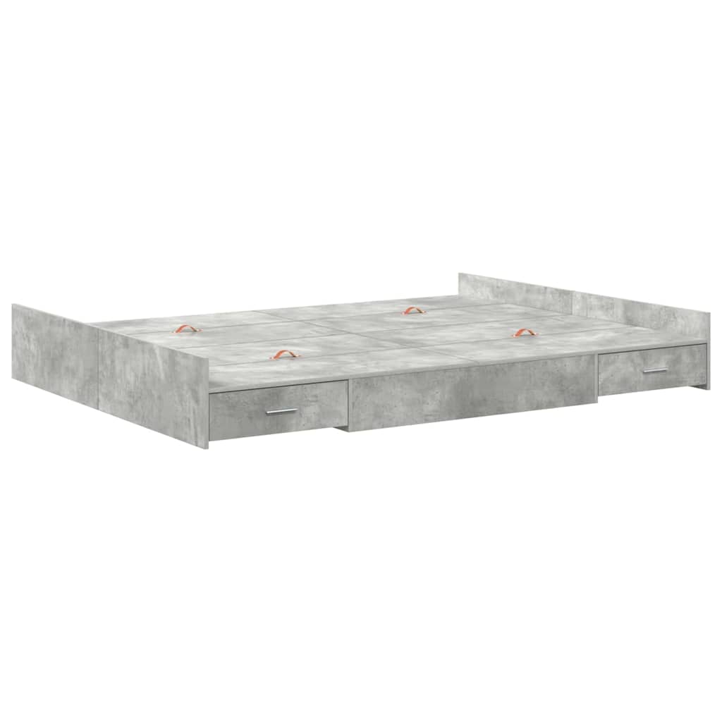 vidaXL Storage Bed Frame Concrete Grey 160 x 200 cm Engineered Wood