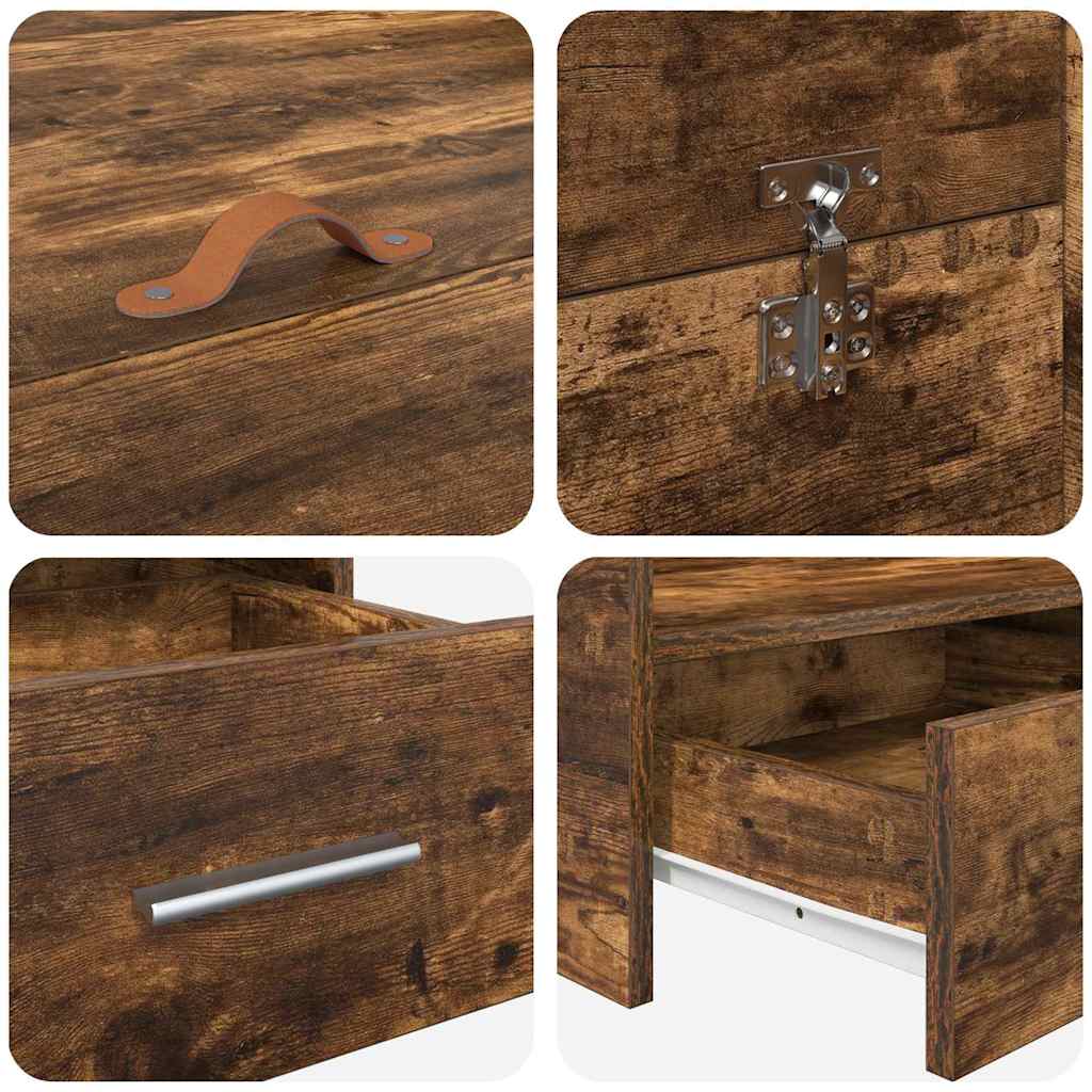 vidaXL Storage Bed Frame Smoked Oak 160 x 200 cm Engineered Wood