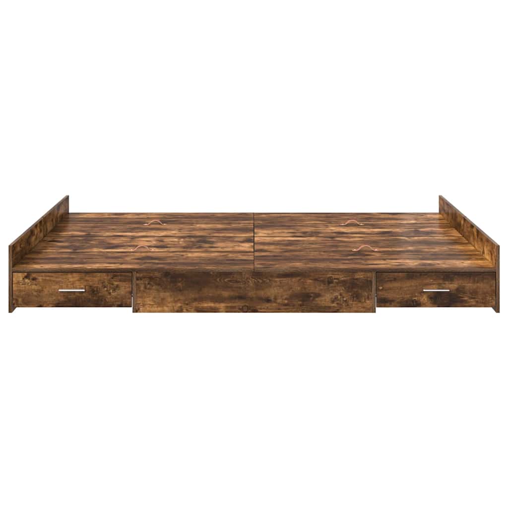 vidaXL Storage Bed Frame Smoked Oak 160 x 200 cm Engineered Wood