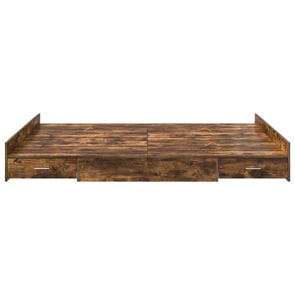 vidaXL Storage Bed Frame Smoked Oak 160 x 200 cm Engineered Wood