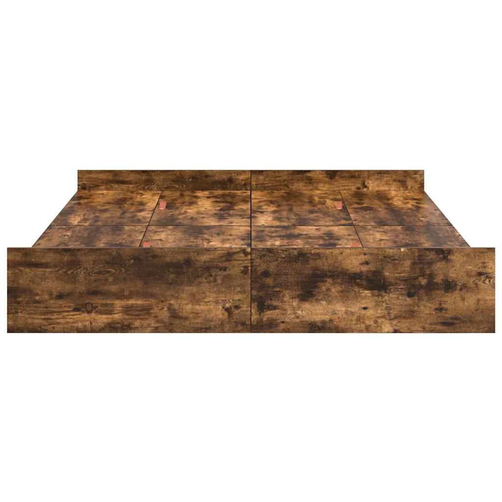 vidaXL Storage Bed Frame Smoked Oak 160 x 200 cm Engineered Wood