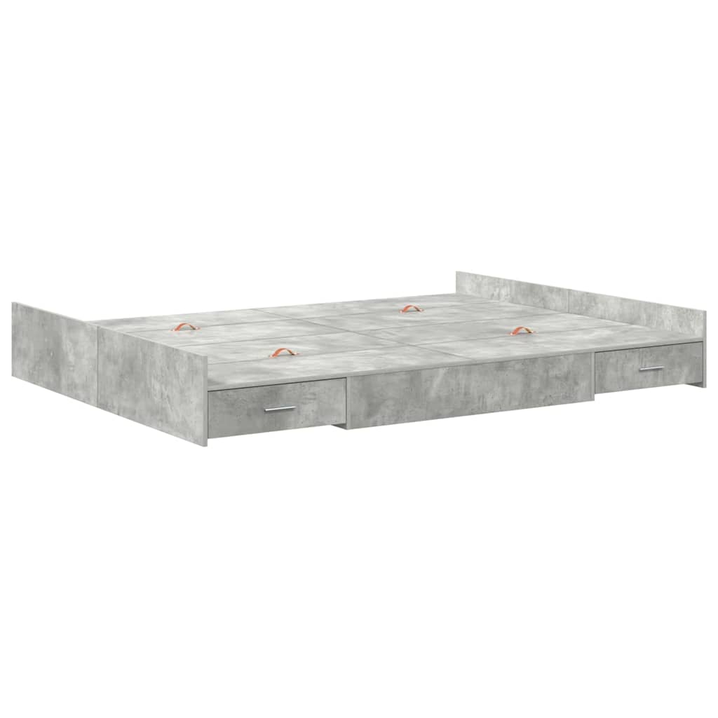 vidaXL Storage Bed Frame Concrete Grey 150 x 200 cm Engineered Wood