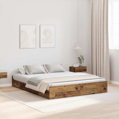 vidaXL Storage Bed Frame Old Wood 150 x 200 cm Engineered Wood
