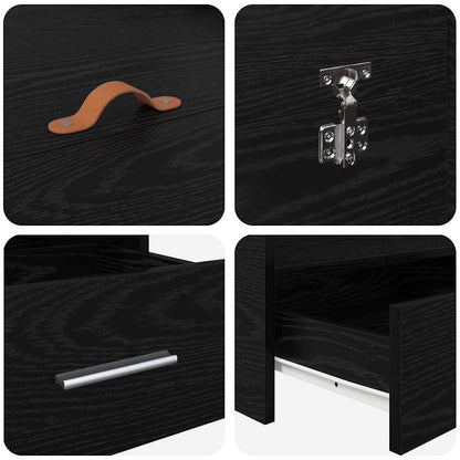vidaXL Storage Bed Frame Black Oak 140 x 200 cm Engineered Wood