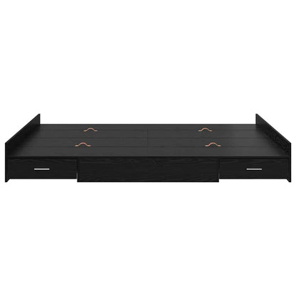 vidaXL Storage Bed Frame Black Oak 140 x 200 cm Engineered Wood