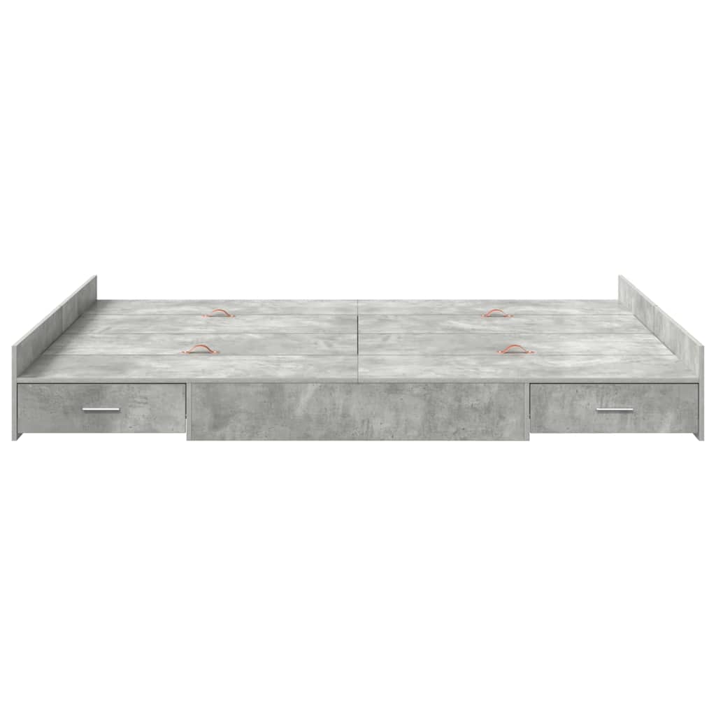 vidaXL Storage Bed Frame Concrete Grey 140 x 200 cm Engineered Wood