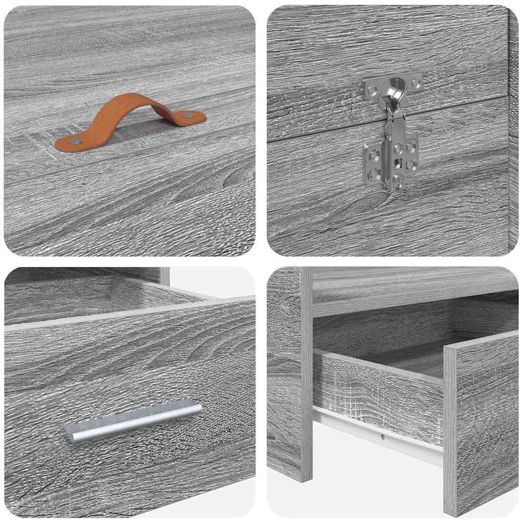 vidaXL Storage Bed Frame Grey Sonoma 140 x 200 cm Engineered Wood