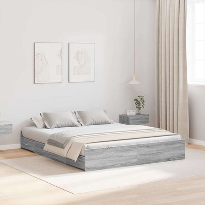 vidaXL Storage Bed Frame Grey Sonoma 140 x 200 cm Engineered Wood