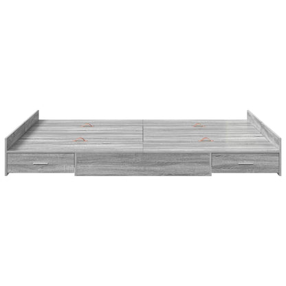 vidaXL Storage Bed Frame Grey Sonoma 140 x 200 cm Engineered Wood