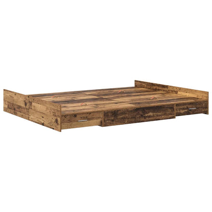 vidaXL Storage Bed Frame Old Wood 140 x 200 cm Engineered Wood
