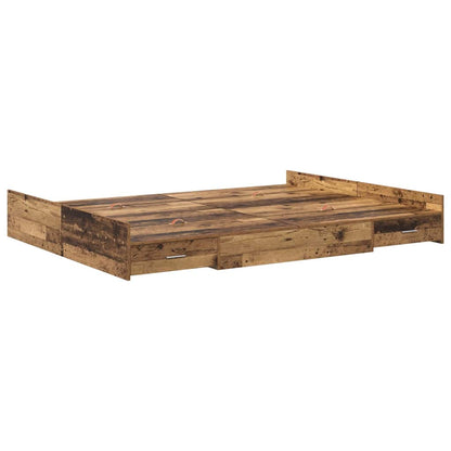 vidaXL Storage Bed Frame Old Wood 140 x 200 cm Engineered Wood