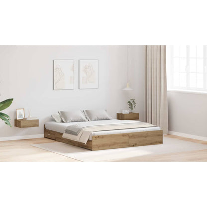 vidaXL Storage Bed Frame Artisan Oak 140 x 200 cm Engineered Wood