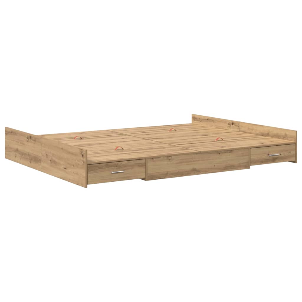 vidaXL Storage Bed Frame Artisan Oak 140 x 200 cm Engineered Wood