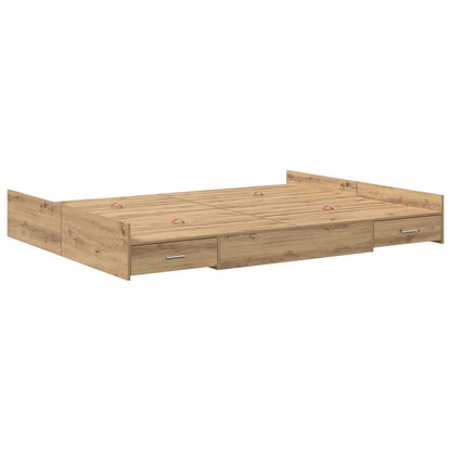 vidaXL Storage Bed Frame Artisan Oak 140 x 200 cm Engineered Wood