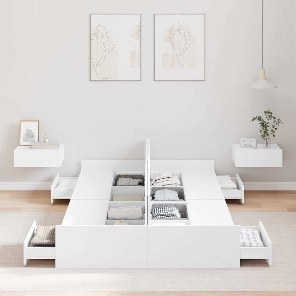 vidaXL Storage Bed Frame White 120 x 200 cm Engineered Wood