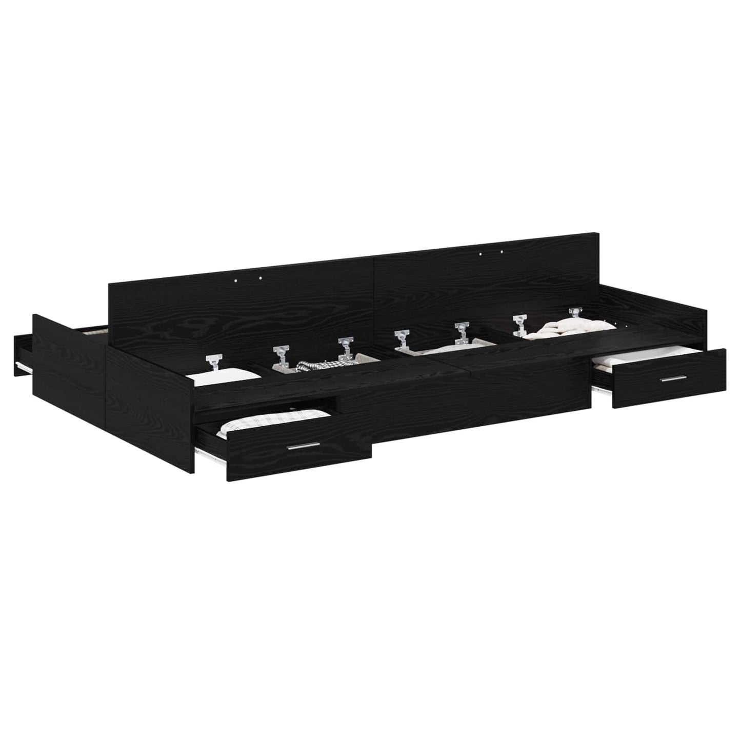 vidaXL Storage Bed Frame Black Oak 120 x 200 cm Engineered Wood