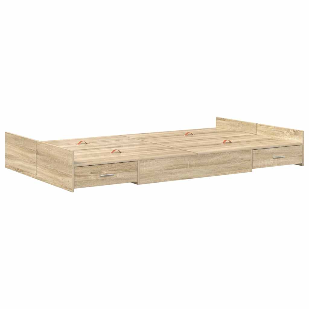 vidaXL Storage Bed Frame Sonoma Oak 120 x 200 cm Engineered Wood