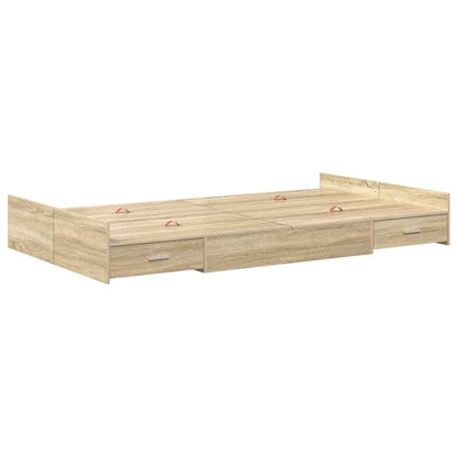 vidaXL Storage Bed Frame Sonoma Oak 120 x 200 cm Engineered Wood