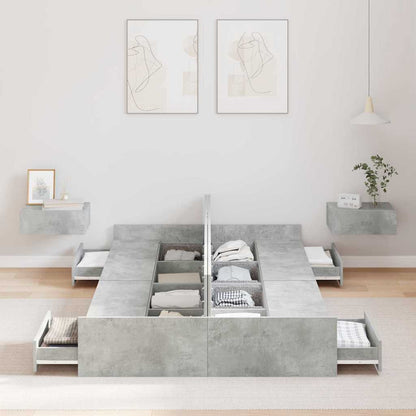 vidaXL Storage Bed Frame Concrete Grey 120 x 200 cm Engineered Wood