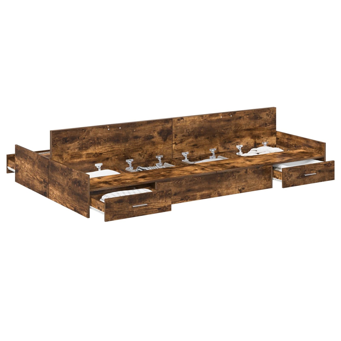 vidaXL Storage Bed Frame Smoked Oak 120 x 200 cm Engineered Wood