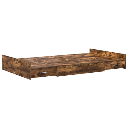 vidaXL Storage Bed Frame Smoked Oak 120 x 200 cm Engineered Wood