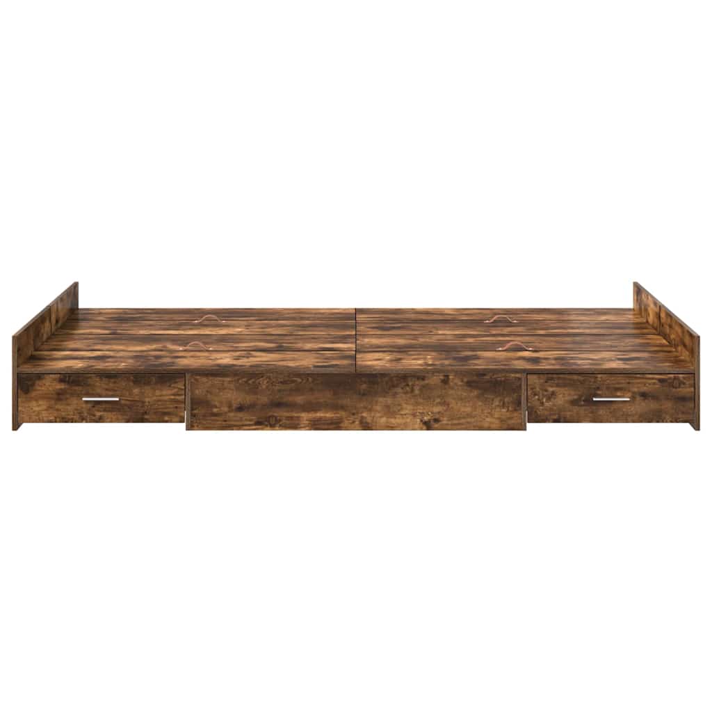 vidaXL Storage Bed Frame Smoked Oak 120 x 200 cm Engineered Wood