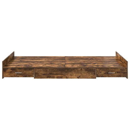 vidaXL Storage Bed Frame Smoked Oak 120 x 200 cm Engineered Wood