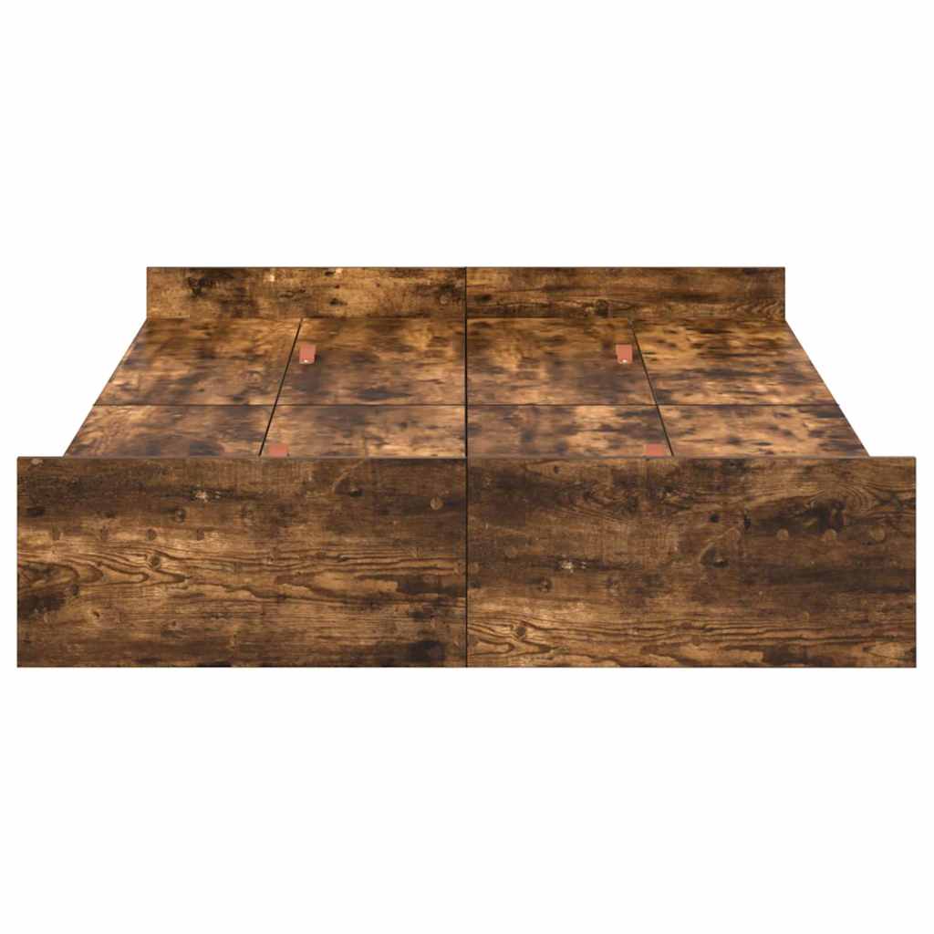 vidaXL Storage Bed Frame Smoked Oak 120 x 200 cm Engineered Wood