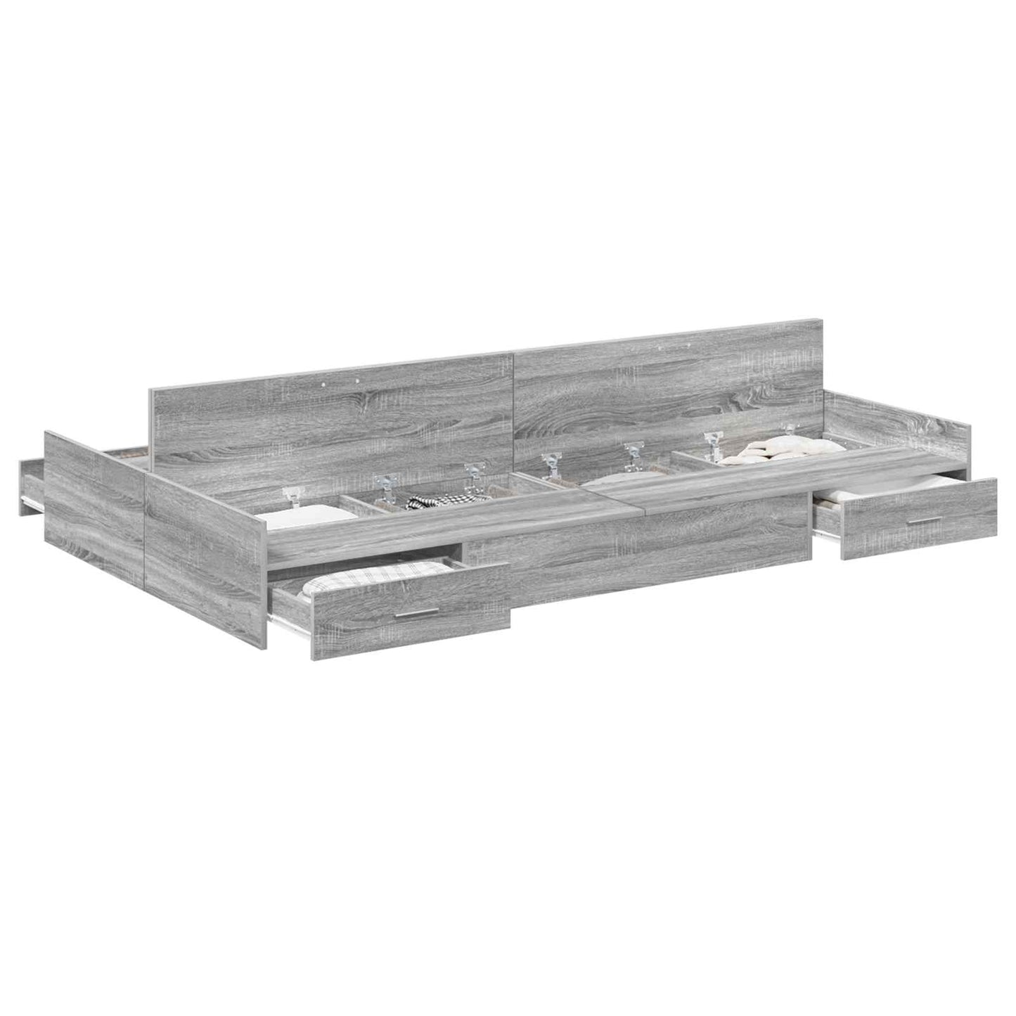 vidaXL Storage Bed Frame Grey Sonoma 120 x 200 cm Engineered Wood