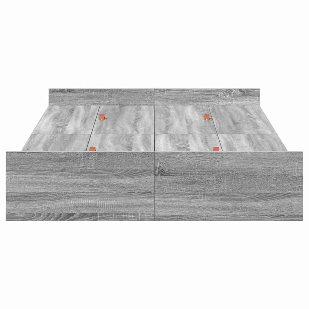 vidaXL Storage Bed Frame Grey Sonoma 120 x 200 cm Engineered Wood