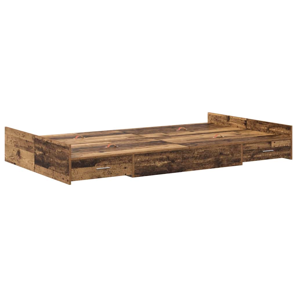vidaXL Storage Bed Frame Old Wood 120 x 200 cm Engineered Wood