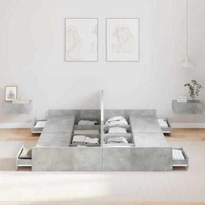 vidaXL Storage Bed Frame Concrete Grey 140 x 190 cm Engineered Wood