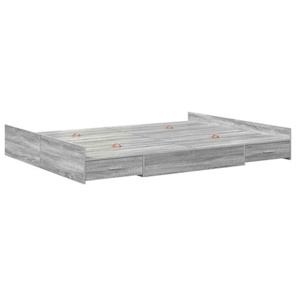 vidaXL Storage Bed Frame Grey Sonoma 140 x 190 cm Engineered Wood